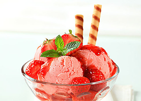 草莓冰激凌,圣代冰淇淋