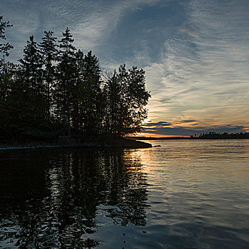 反射,树,云,湖,木头,安大略省,加拿大