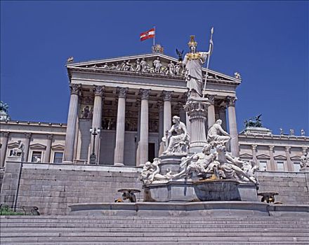 议会,喷泉,维也纳,奥地利