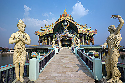 雕塑,西部,入口,大象,庙宇,寺院,省,泰国,亚洲