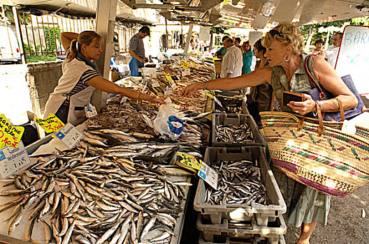 买,鱼,食品市场
