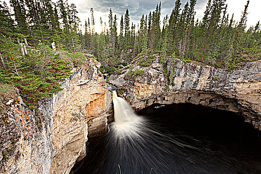 瀑布,溪流,野餐,区域,北方,加拿大西北地区,加拿大