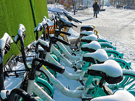冬季共享单车,雪后共享单车