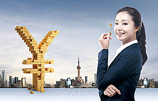 職業(yè)女性,靠近,中國(guó)貨幣