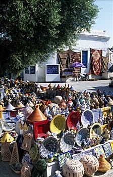 陶器,出售,露天市场,突尼斯,非洲