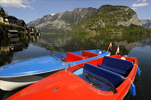 湖,靠近,哈尔斯塔特,萨尔茨卡莫古特,上奥地利州,欧洲
