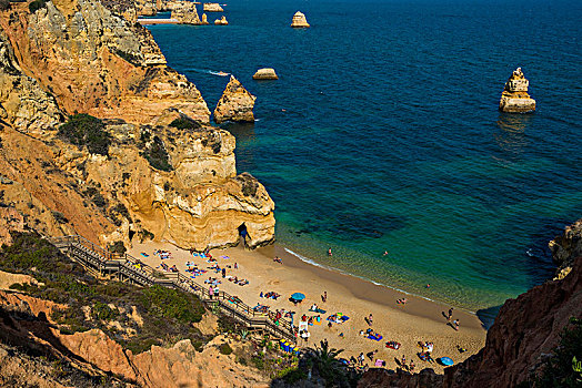 游泳,海滩,峭壁,拉各斯,阿尔加维,葡萄牙,欧洲