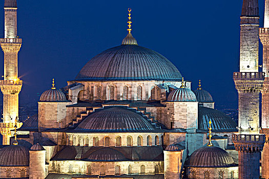夜光,蓝色背景,清真寺,伊斯坦布尔,土耳其