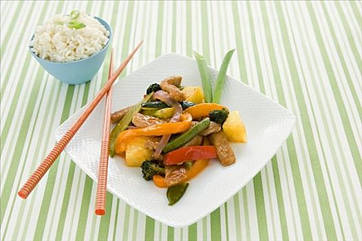蔬菜,筷子,碗,米饭