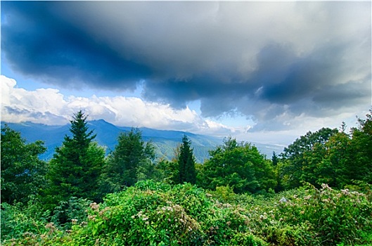 日出,上方,蓝脊山脉,景色,俯瞰