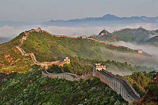 长城,雾状,早晨,金山岭