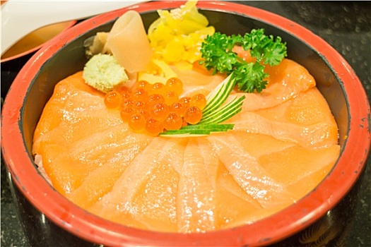 日本,米饭,盒子,三文鱼,刺身