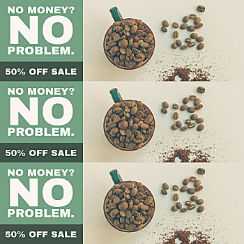 咖啡豆折扣广告海报