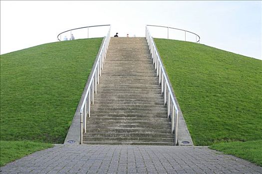 楼梯,港区,山,瞭望点,青草,伦敦,英格兰,英国,欧洲