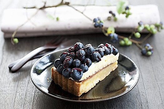 块,蓝莓蛋糕,果酱,黄油乳