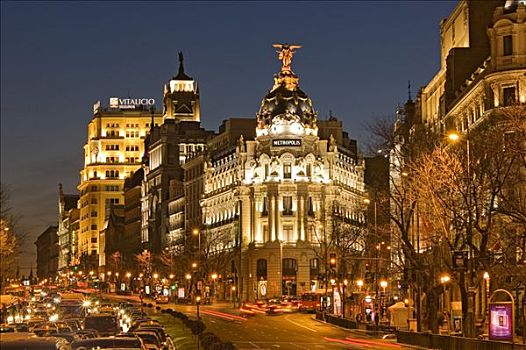 城市建筑,黄昏,马德里,西班牙