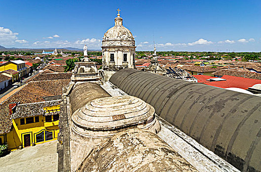 教堂,上方,屋顶,格拉纳达,西班牙,尼加拉瓜,中美洲
