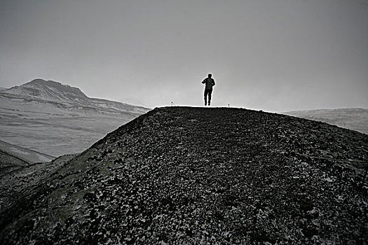 跳跃,火山岩,石头,冰岛
