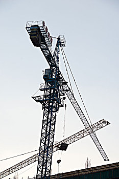 起重机,建设工地,施工人员,建房,起吊,建筑物,大楼,高层建筑,塔吊,高空作业