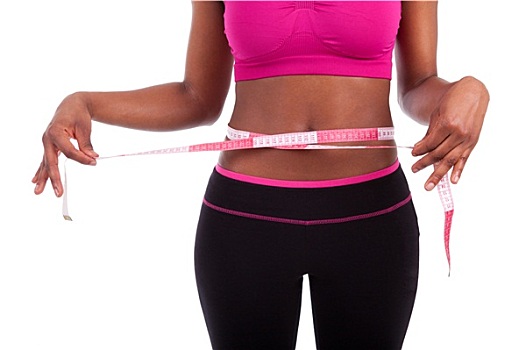 美国黑人,健身,女人,测量,腹部