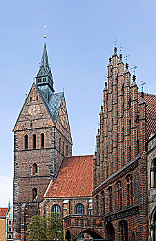 汉诺威中心教堂,教堂,老,城镇,老城,汉诺威,下萨克森,德国,欧洲