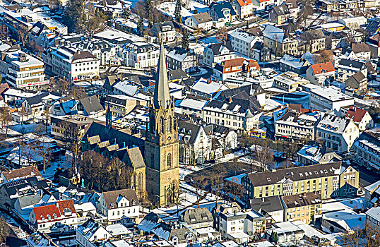 中心,雪中,教堂,藻厄兰,北莱茵威斯特伐利亚,德国