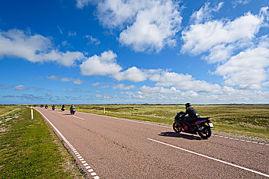 沿岸,道路,摩托车,夏天,北方,日德兰半岛,丹麦