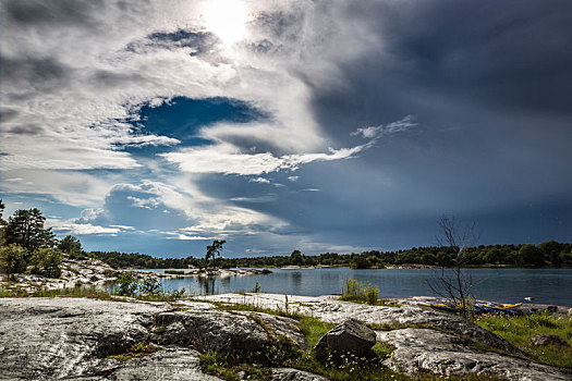 瑞典,花园,积雨云,上方,风景