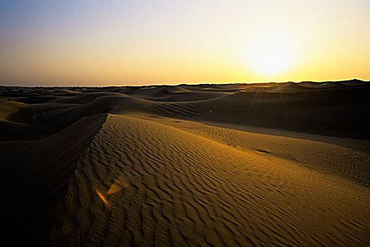 阿联酋,迪拜,沙漠,沙丘,日落