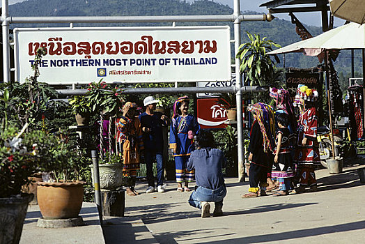 北方,泰国,边界,城镇,靠近,缅甸,泰国人,女孩,服饰