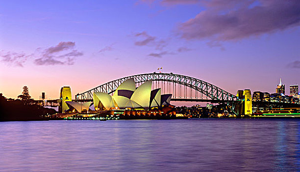 新南威尔士,悉尼,剧院,海港大桥,日落