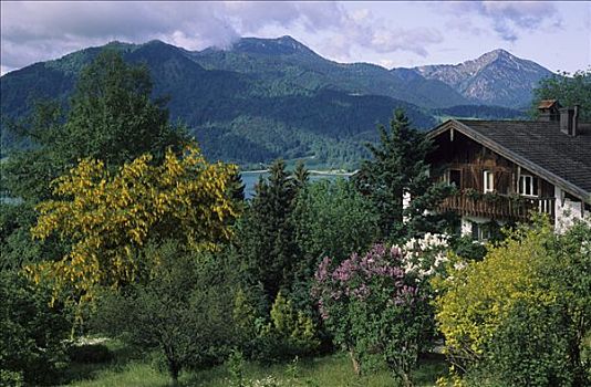 泰根湖,湖,旅店,上巴伐利亚,德国