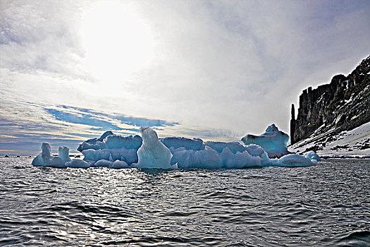 冰山,海洋,悬崖,斯匹次卑尔根岛,挪威
