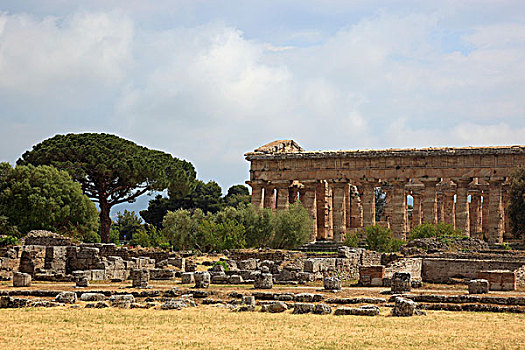海神殿,庙宇,帕埃斯图姆,坎帕尼亚区,意大利,欧洲