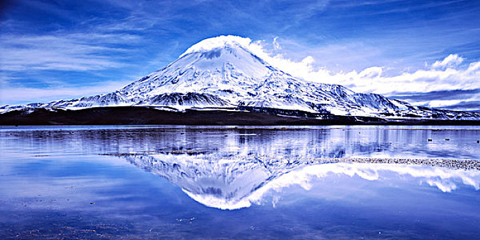 火山,反射,湖,拉乌卡国家公园,安托法加斯塔,智利,南美