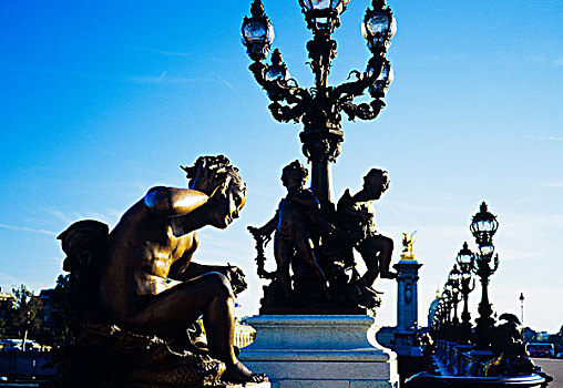 亚历山大三世,桥,雕塑,枝状大烛台,巴黎,法国