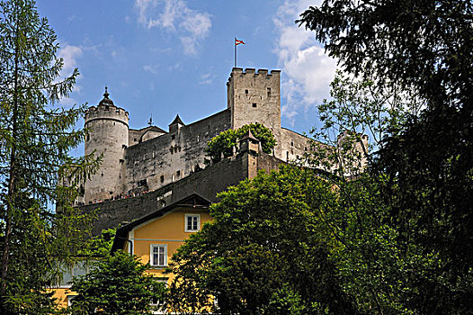 风景,霍亨萨尔斯堡城堡,城堡,小路,萨尔茨堡,萨尔茨堡省,奥地利,欧洲
