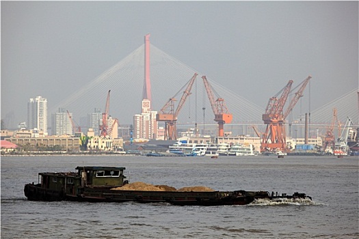 驳船,黄浦江,上海,中国