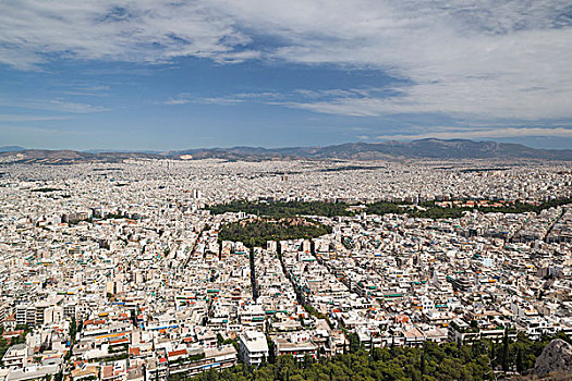 中心,希腊,雅典,山,俯视图