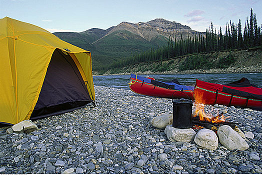 营地,独木舟,加拿大西北地区,加拿大