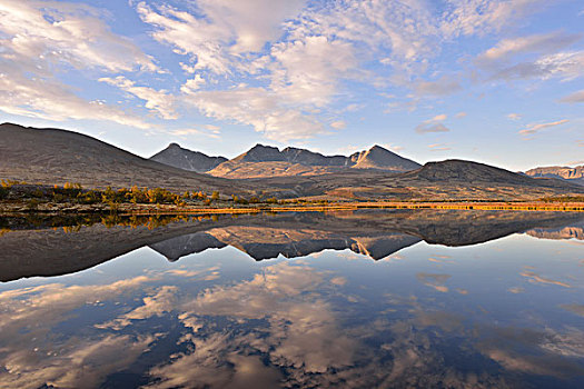 山,反射,湖,国家公园,挪威,欧洲