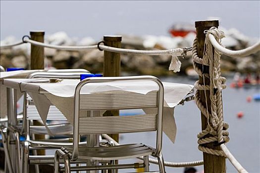 椅子,桌子,街边咖啡厅,意大利,里维埃拉,五渔村国家公园,维纳扎,拉斯佩齐亚,利古里亚