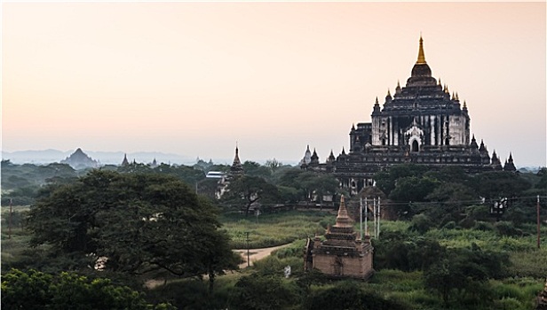 风景,庙宇,日出,缅甸