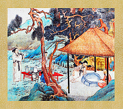 古畫,惠山茶會圖卷,文征明,明朝