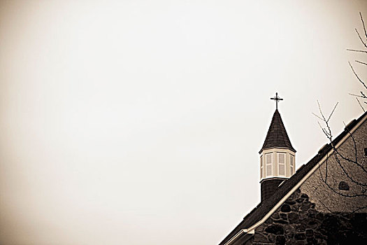 教堂,尖顶,十字架,安大略省,加拿大