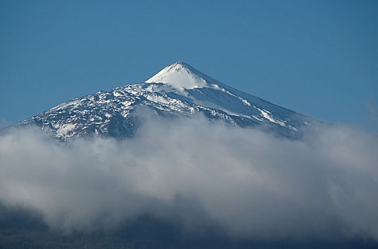 顶峰,火山,泰德峰,冬天