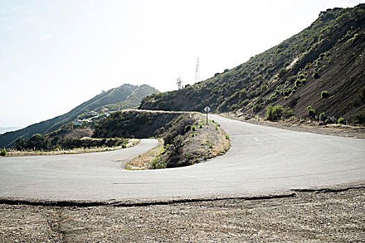 弯路,向上,山,圣芭芭拉,加利福尼亚,美国
