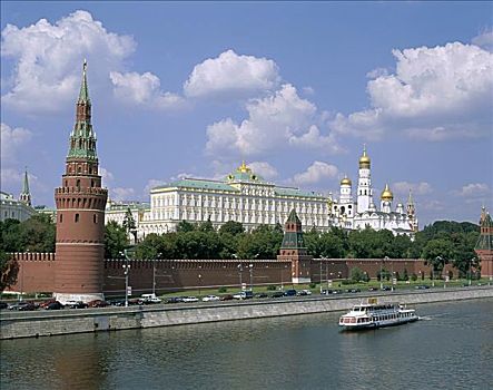 游船,克里姆林宫,莫斯科河,莫斯科,俄罗斯