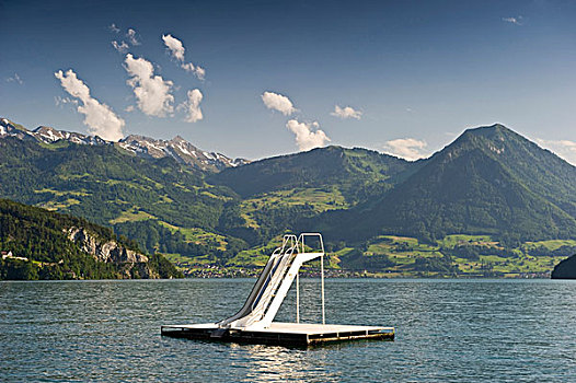 滑道,菲茨瑙,琉森湖,瑞士,欧洲