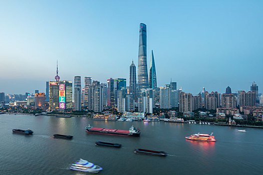 上海,黄浦江,两岸,夜景